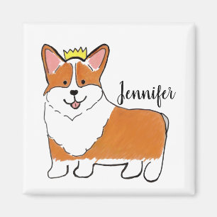 Royal corgi dog personalised magnet