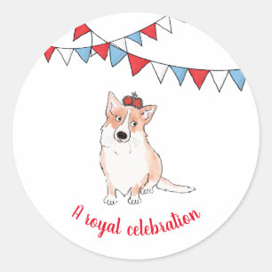 Royal corgi Platinum Jubilee round sticker