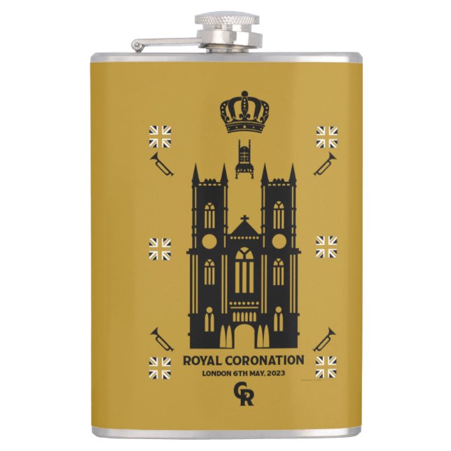 Royal Coronation Westminster Abbey    Hip Flask (Front)