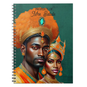 Royal Couple King Queen Orange Gold Teal Notebook