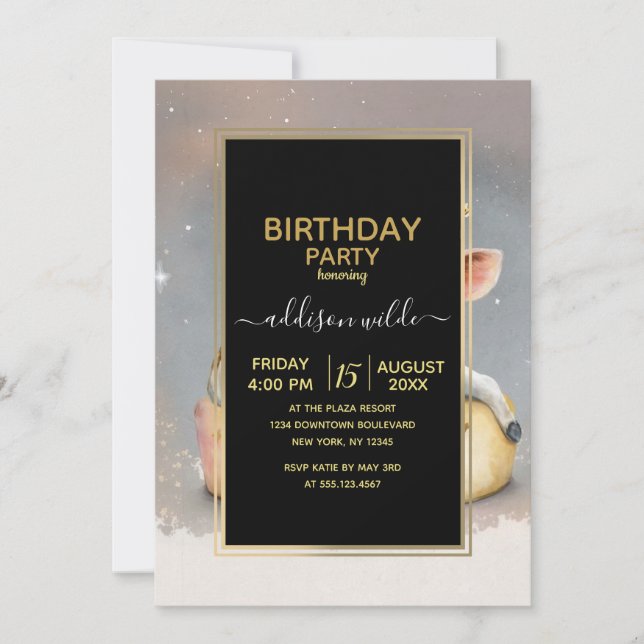 Royal Cow Dreaming on Cheese Throne                Invitation (Front)