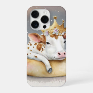 Royal Cow Dreaming on Cheese Throne iPhone 16 Pro Case