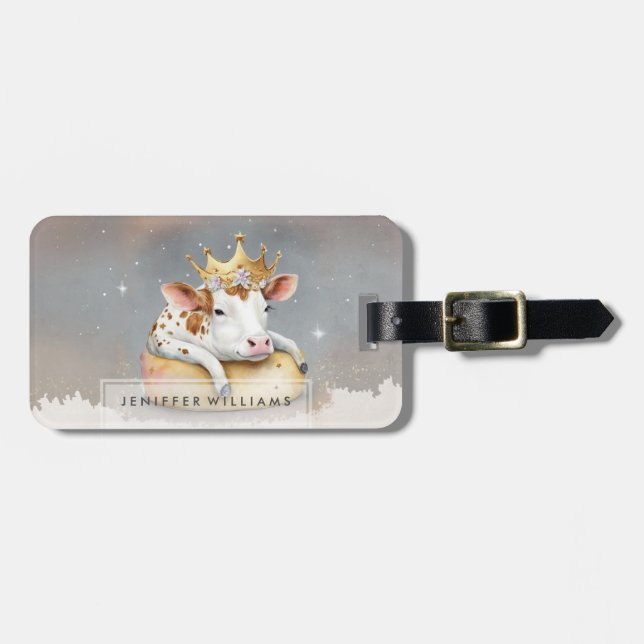 Royal Cow Dreaming on Cheese Throne                Luggage Tag (Front Horizontal)