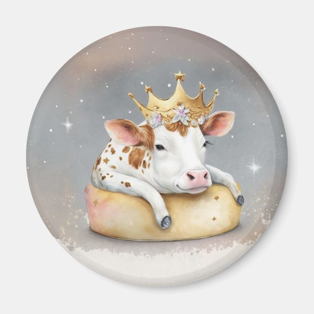 Royal Cow Dreaming on Cheese Throne                Magnet (Front)