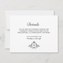 Royal Crest Elegant Wreath Monogram Details Card