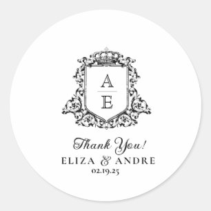 Royal Crest Emblem Monogram Classic Round Sticker