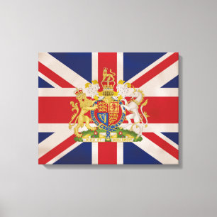 Royal Crest on the Union Jack Flag Canvas Print