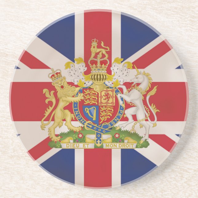 Royal Crest on Union Jack. Coaster (Front)