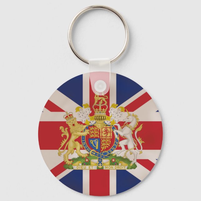Royal Crest on Union Jack Flag Keychain (Front)