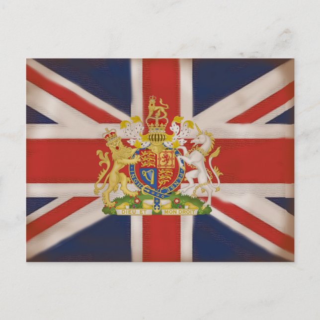 Royal Crest on Union Jack Flag Postcard (Front)