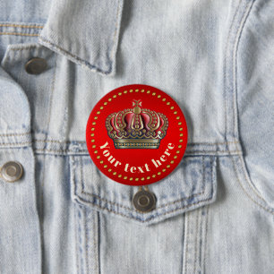 Royal Cross Crown - Gold Blue Red 3 Inch Round Button