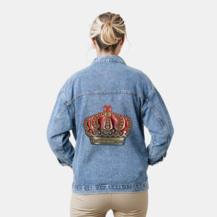 Royal Cross Crown - Gold Blue Red Denim Jacket