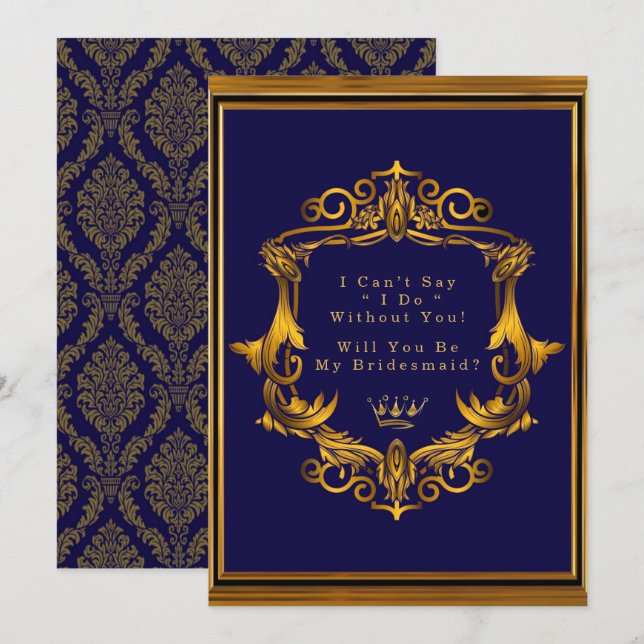 Royal Crown Flourish Will You Be My Bridesmaid Invitation (Front/Back)