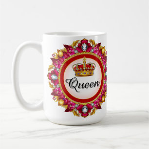Royal Crown Frame With Diamonds And Floral Border Coffee Mug