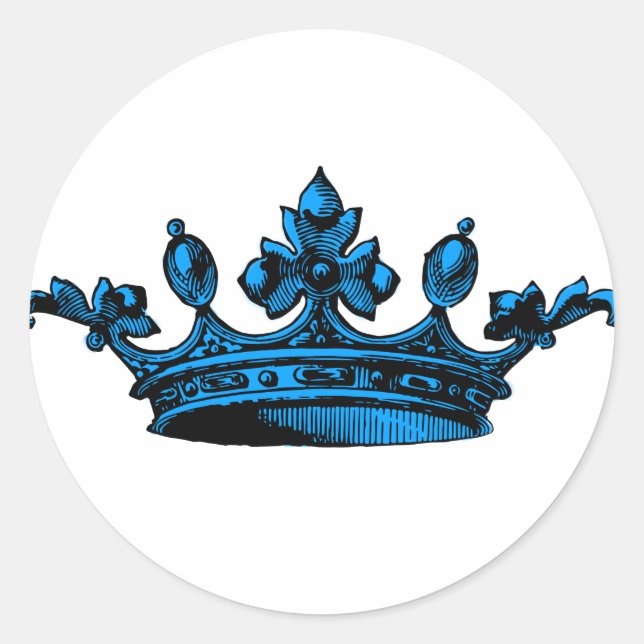Royal Crown in light blue Prince, Princess, King, Classic Round Sticker (Front)