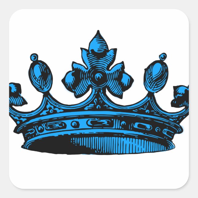 Royal Crown in light blue Prince, Princess, King, Square Sticker (Front)