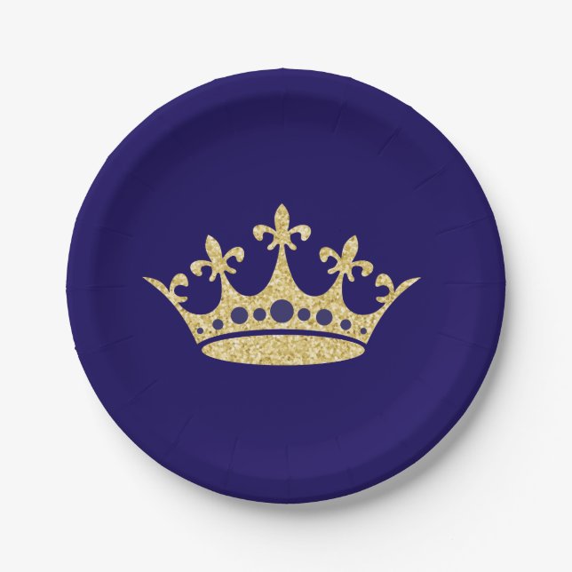 Royal Crown Paper Place Blue Gold Plate (Front)