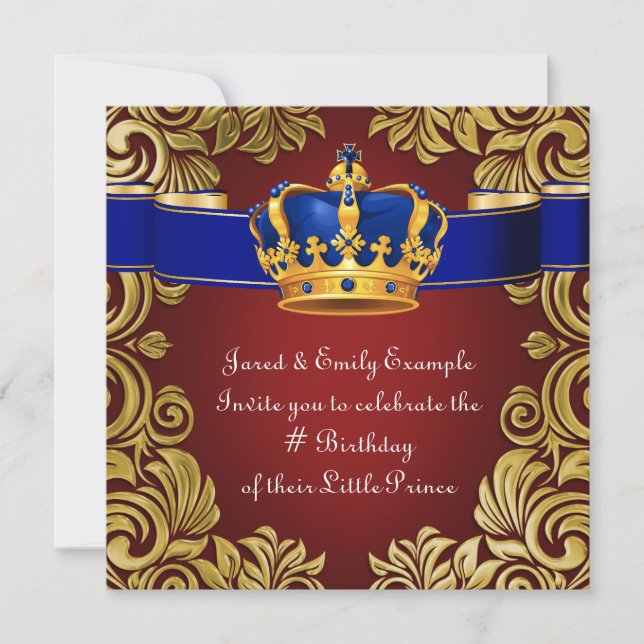 Royal Crown Prince Birthday Party Invitation (Front)