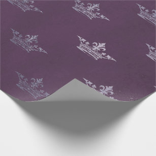 Royal Crown Princess Amethyst Purple Plum Grey Wrapping Paper