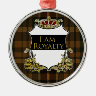 Royal Crown Shield Autumn Plaid Luxury Metal Ornament