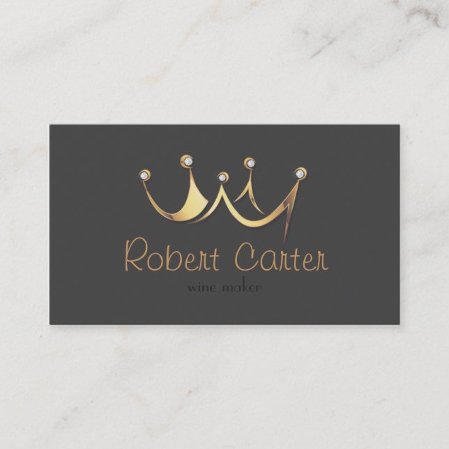 Royal Crown Wine Maker Taster Winery Sommelier Business Card (Front)