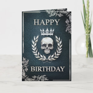 Royal Cyan & Silver King of the Dead Birthday Card