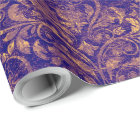 Royal Damask Crushed Velvet Purple Plumbrella Gold