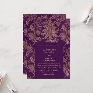 Royal Damask Elegant Purple Faire-part de mariage