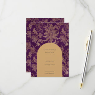 Royal Damask Elegant Purple RSVP Card