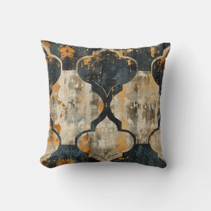 Royal Damask Grunge Pattern In Earthy Colours Throw Pillow