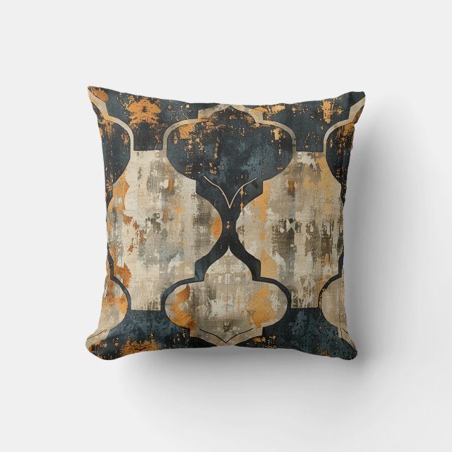 Royal Damask Grunge Pattern In Earthy Colours Throw Pillow (Front)