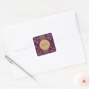 Royal Damask Purple Monogram Sticker
