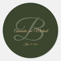 Royal Dark Green Leaves Gold Frame Wedding