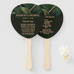 Royal Dark Green Leaves Wedding Ceremony Hand Fan