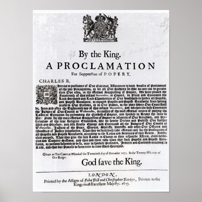 Royal Declaration, 1675 Poster (Front)
