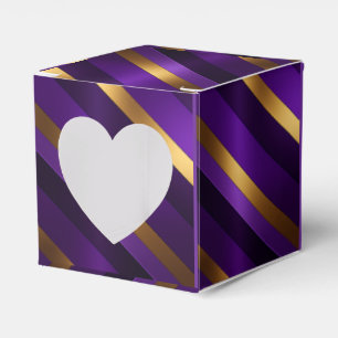Royal Deep Purple and Gold Striped  Favor Box