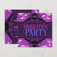 Royal Diva Purple Graduation Party Invitations