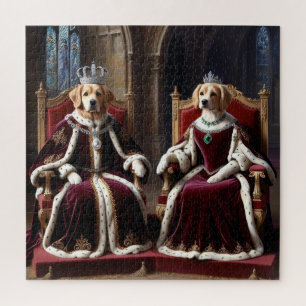 Royal Dog Duo Regal King and Queen Canine Art Jigsaw Puzzle