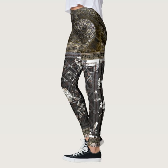 Royal Dragon Gold Floral Lattice Leggings