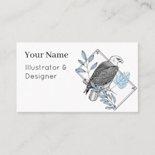 Royal Eagle and Blue Monstera - Geometric Illustra Business Card