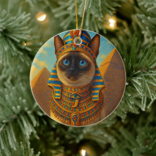 Royal Egyptian Pharaoh Cat in Desert Ceramic Ornament