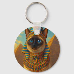 Royal Egyptian Pharaoh Cat in Desert Keychain