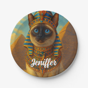 Royal Egyptian Pharaoh Cat in Desert Paper Plate