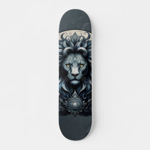 Royal elegance, a majestic gaze ornate lion's head skateboard