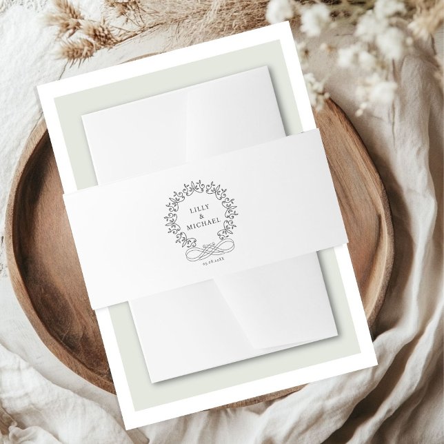 Royal, Elegant, "Best-Day-Ever" Wedding Invitation Belly Band (Customer-specific, elegant, royal, crest Wedding Invitation Belly Bands with your name & date. )