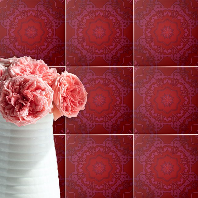 Royal Elegant Classic Luxury Red Damask Pattern Tile (Creator Uploaded)