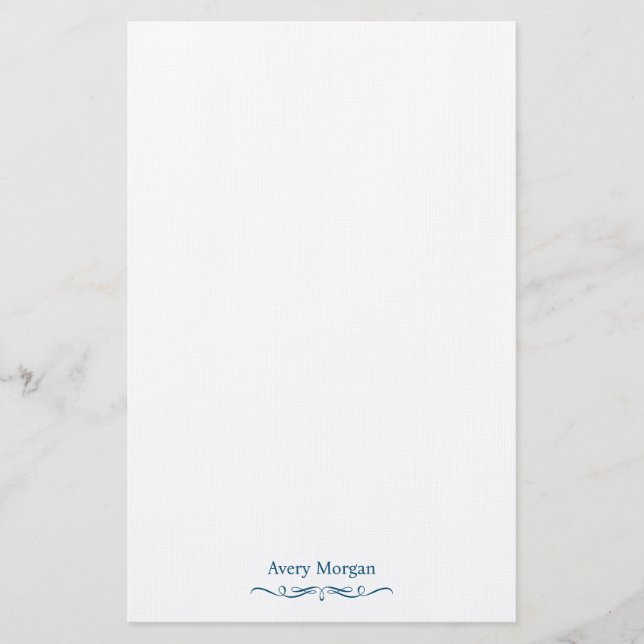 Royal Elegant Luxury Navy Blue Personalized Stationery (Front)