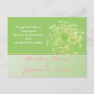 Royal Elegant Pink Queen Anne's Lace Wedding Invit Invitation Postcard