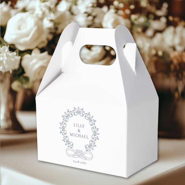 Royal, Elegant,  Wedding Favor Box (Customer-specific, elegant, royal, crest, white, Wedding Favor Boxes with your name & date)