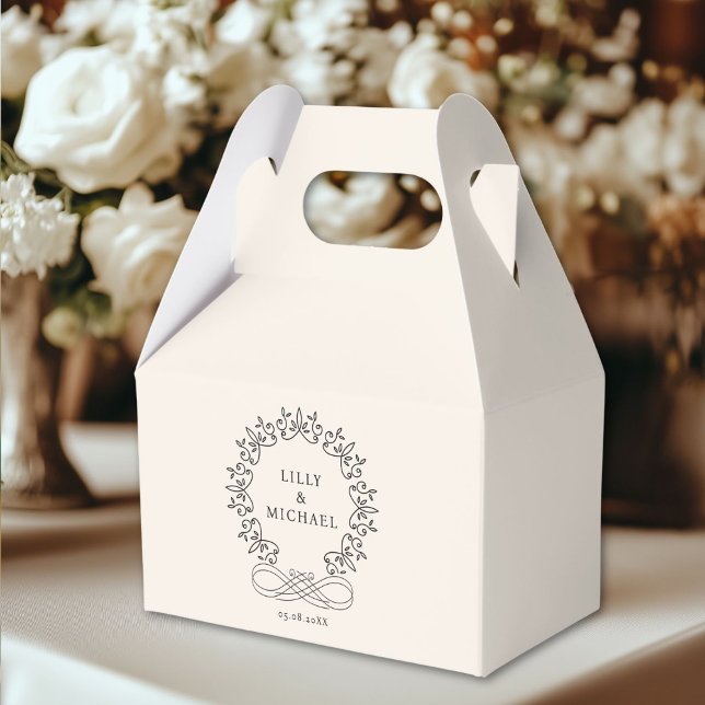 Royal, Elegant, Wedding Favor Box (Customer-specific, elegant, royal, crest, beige, Wedding Favor Boxes with your name & date)